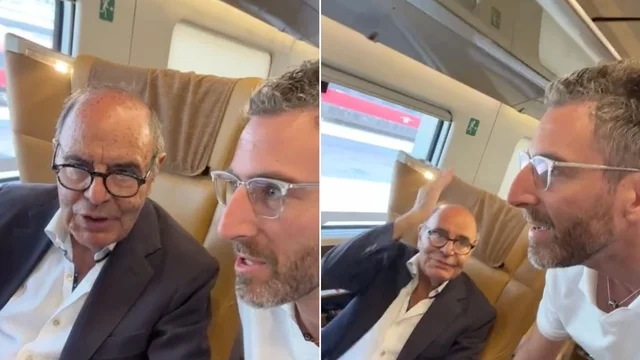 Bruno Vespa contestato in treno risponde così: “Vada a fare in c**o”.