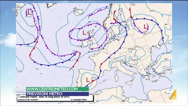 Le previsioni meteo di Paolo Sottocorona del 6/8/2023