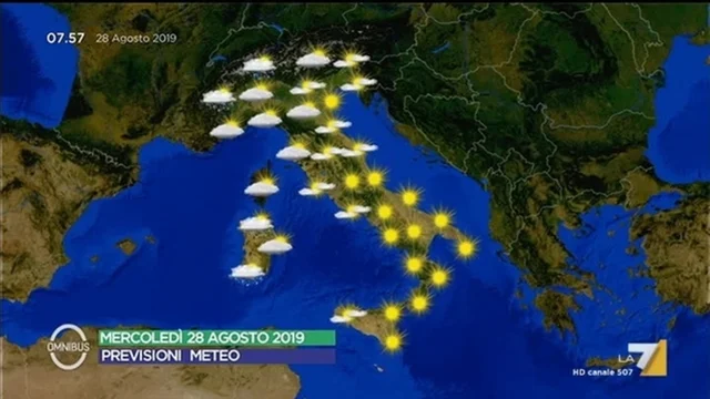 Le previsioni del tempo del 28 agosto