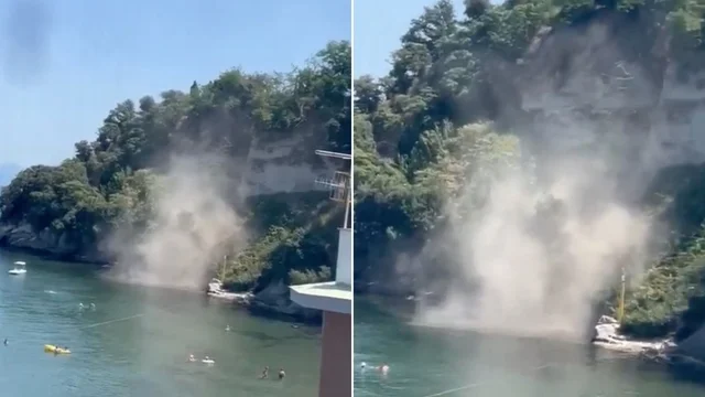 Terremoto Campi Flegrei, frana un costone a Bacoli dopo una forte scossa: il video