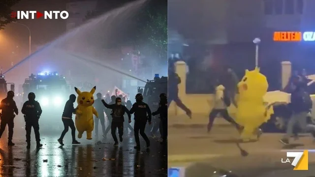 Pikachu fugge dalla polizia durante le proteste anti-Erdoğan in Turchia