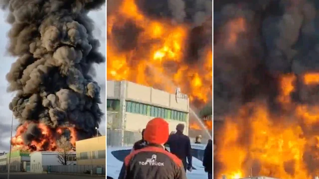 Fiamme ed esplosioni: le immagini dell'incendio a Novara