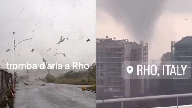 Tromba d'aria a Rho, tetti scoperchiati e alberi caduti: le immagini dai social