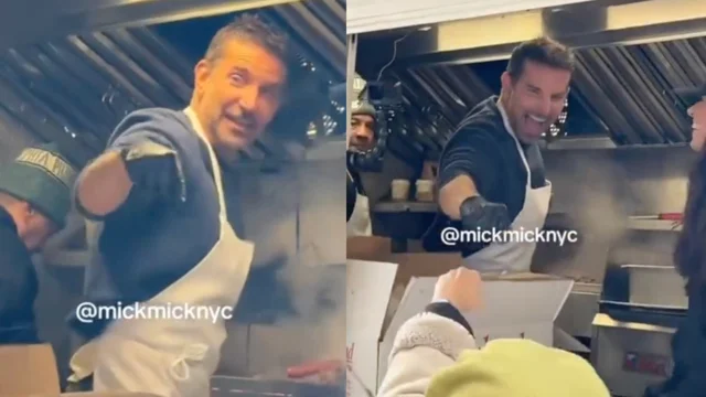 Il famoso attore americano ripreso serve i panini in un food-truck: il video è virale