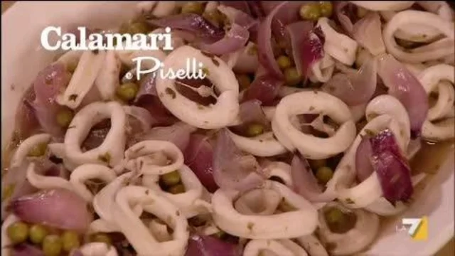Calamari con Cipollotti e Piselli