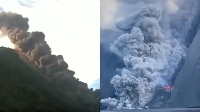 L'eruzione di Stromboli, la lava arriva in mare: le immagini spettacolari
