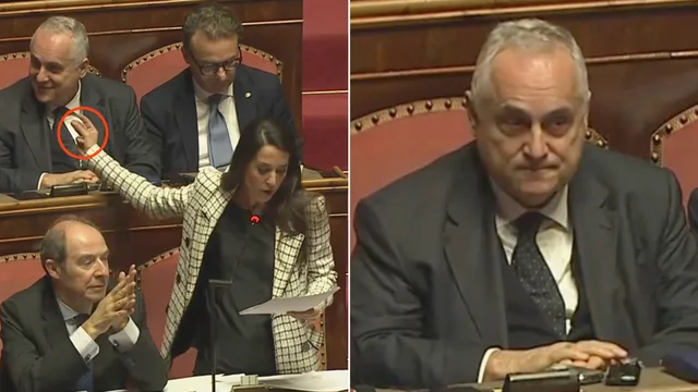 Ronzulli, infastidita da Lotito, lo silenzia con uno schiocco delle dita: la reazione del senatore