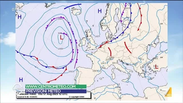 Le previsioni meteo di Paolo Sottocorona del 10/8/2023