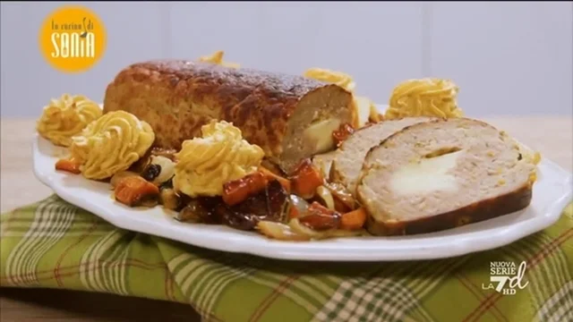 Polpettone filante e patate duchessa