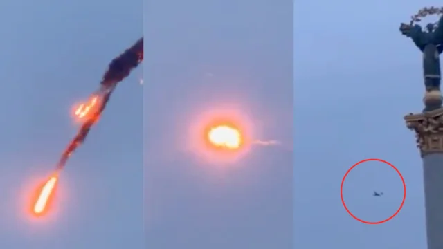 Il drone russo abbattuto sopra i cieli di Kiev dalla contraerea Ucraina