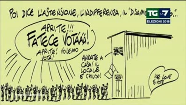 La vignetta di Makkox a commento delle lunghe code degli italiani ai seggi
