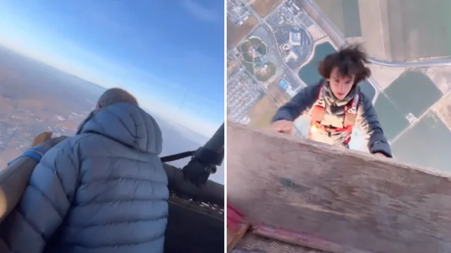 Si lancia dalla mongolfiera: le immagini