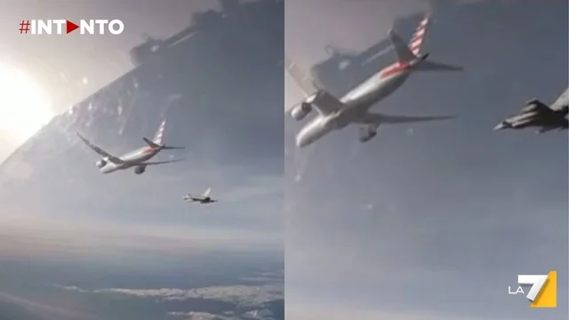 Allarme bomba su American Airlines: le immagini dei caccia Eurofighter che scortano l’aereo fino a Fiumicino