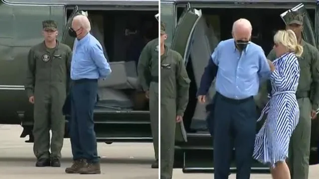 Biden 'litiga' con la giacca: interviene la moglie, ma perde gli occhiali: il video fa il giro del web