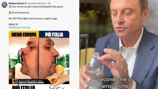 Calenda spiega a Salvini come aprire una bottiglietta d'acqua dopo il bizzarro post in vista delle Europee: il video