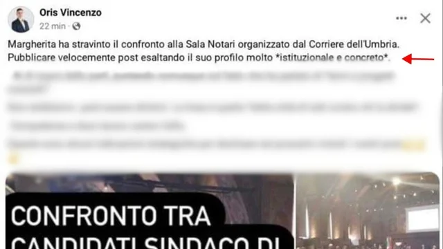 Perugia, la gaffe del candidato di Fratelli d'Italia: pubblicato il post con gli ordini del partito. Le immagini