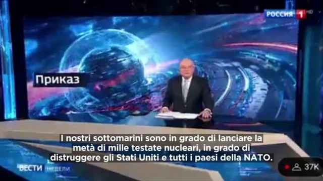 Guerra Ucraina, l'annuncio della Tv russa: "Abbiamo 1000 testate nucleari in grado di distruggere gli Stati Uniti e tutti i paesi della NATO"