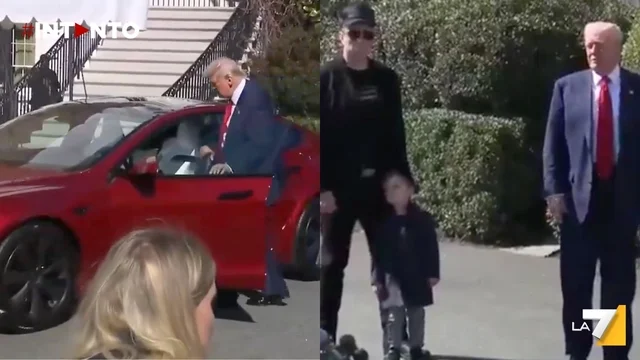 Il test drive alla Casa Bianca di Trump con la sua nuova Tesla Model S, consegnata direttamente da Musk