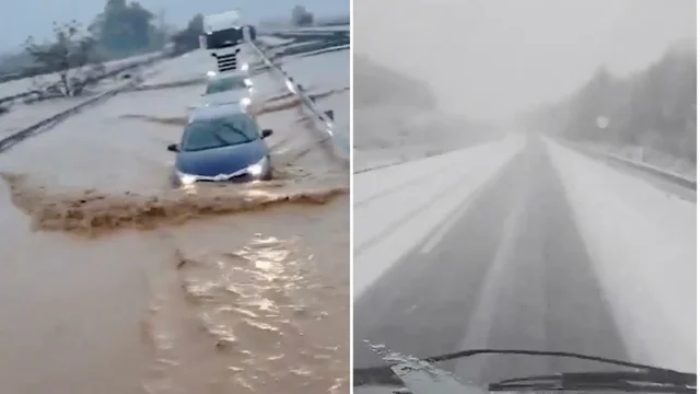 Clima estremo, la burrasca Juan sconvoge la Spagna, allagamenti e gelo: video