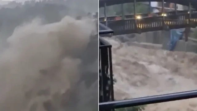 Maltempo Piemonte, la cascata di Noasca travolge il ponte in Valle dell'Orco: il video
