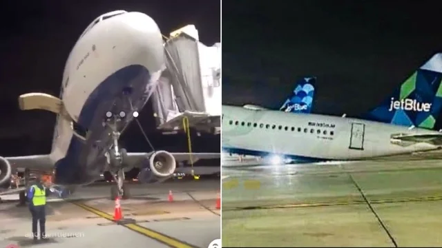 Aereo si ribalta all'indietro all'aeroporto JFK di New York. Le immagini impressionanti