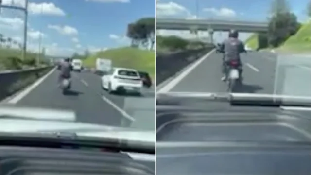 Follia sul Raccordo, l'automobilista si infuria e tallona pericolosamente la moto: il video