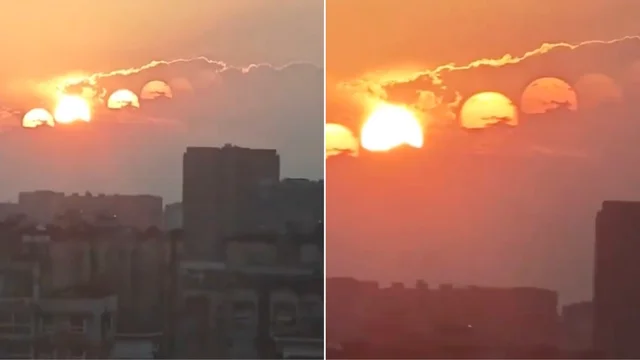 Chengdu (Cina): Il video virale dei sette soli che tramontano