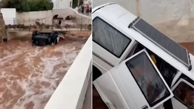 Spagna, alluvioni a Minorca: le immagini delle auto travolte da fiumi di acqua e fango