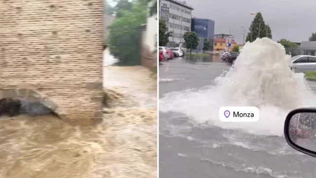 Maltempo Monza, le immagini impressionanti delle strade allagate dopo l'esondazione del Lambro