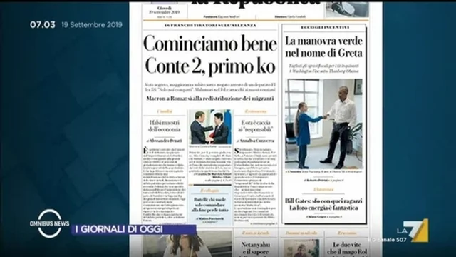 Omnibus News - I giornali di oggi - 19/09/2019