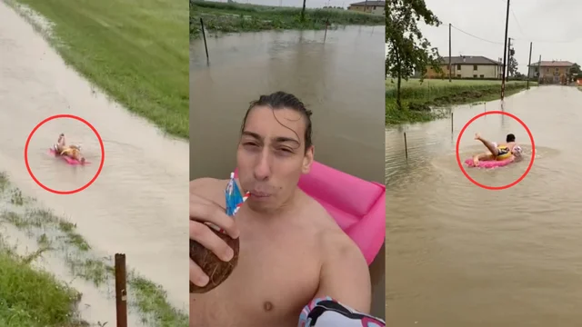Maltempo in Emilia-Romagna: sul materassino dopo l'alluvione