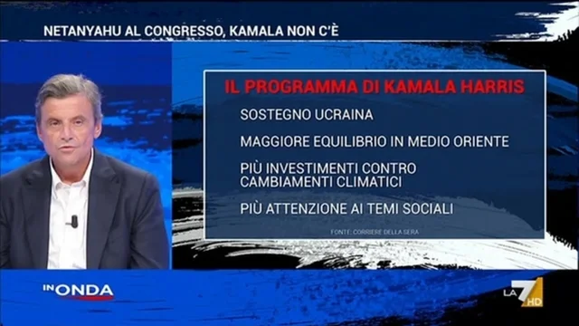 Netanyahu al Congresso, Kamala non c'è - In Onda - Puntata del 24/7/2024