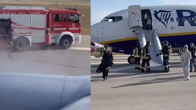 Brindisi, principio di incendio su aereo: passeggeri evacuati con scivoli d'emergenza. Attimi di paura