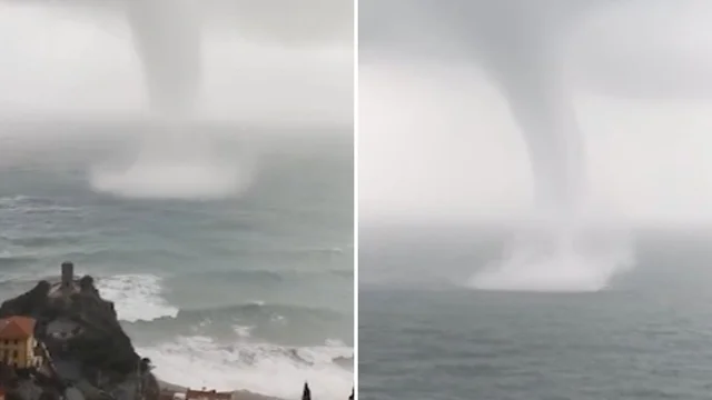 Liguria, impressionante tromba d'aria ripresa dai passanti: il video