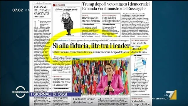 Omnibus News - i giornali di oggi 08/11/2018