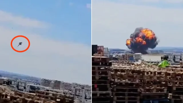Caccia precipita ed esplode, il pilota si salva per miracolo: il video