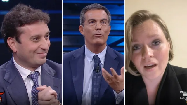 "La Russia è rimasta nei suoi confini...", in studio scoppiano a ridere. E Floris: "Non è che se mi sento a casa mia in Crimea, la posso invadere"