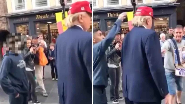 Ruba il cappello a Donald Trump, ma è un sosia: il video è virale