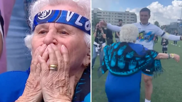Nonna tifosa dell'Inter incontra il capitano nerazzurro: l'emozionante reazione
