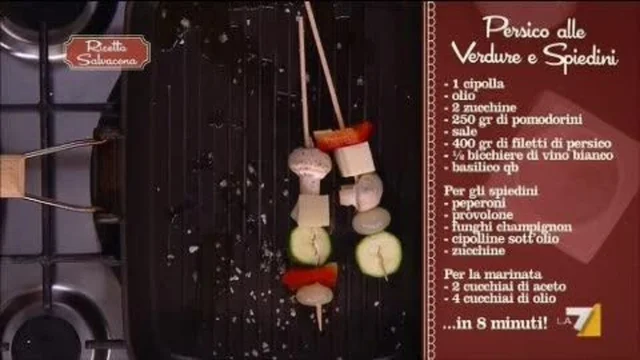 Persico alle verdure e spiedini