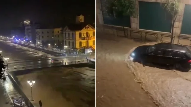 Maltempo in Liguria, inondazione di strade e piazze: il video