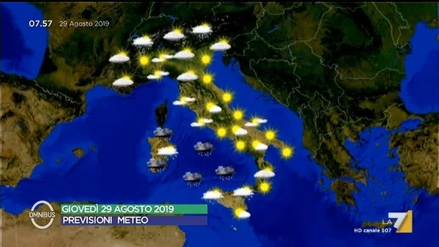 Le previsioni del tempo del 29 agosto
