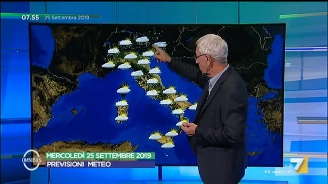 Le previsioni del tempo del 25 settembre