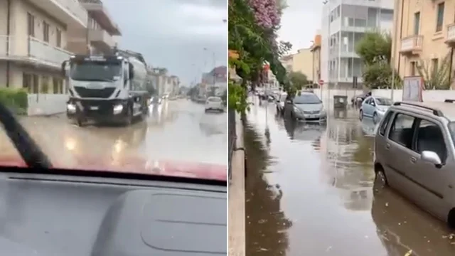 Bomba d'acqua a San Benedetto del Tronto: l'Albula rompe gli argini: il video