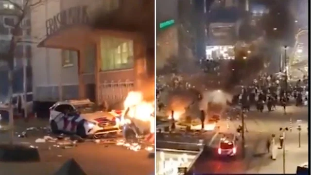 Rotterdam, violenta protesta no vax: spari e auto della polizia in fiamme