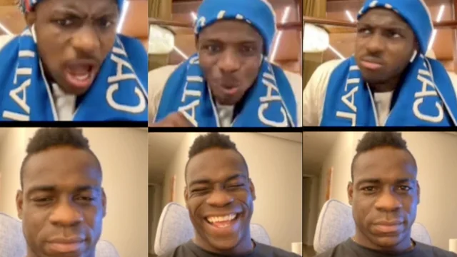 Osimhen si confida con l'amico Balotelli dopo la vittoria dello scudetto