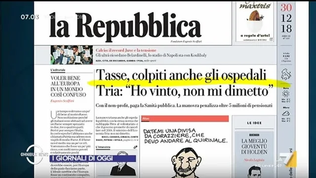Omnibus - Rassegna stampa 30/12/2018
