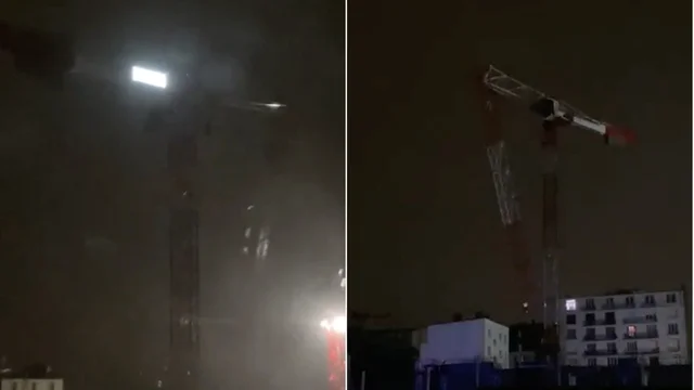 Tempesta Ciaran in Francia, una gru si spezza in due: il video
