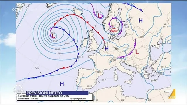 Le previsioni meteo di Paolo Sottocorona del 10/8/2023