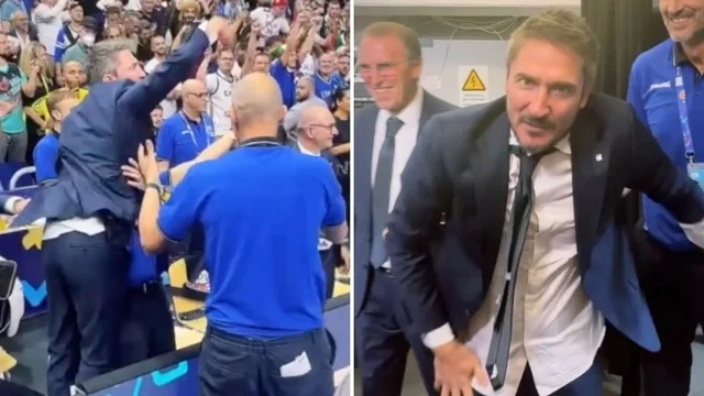 Basket, Pozzecco è scatenato: esultanza, lacrime e l'abbraccio a Giannis Antetokounmpo